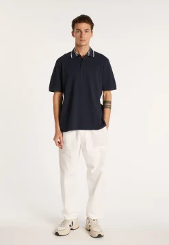 Montagut Polos Et T-Shirts-Polo col bicolore en coton - Bistro 05-Bleu marine