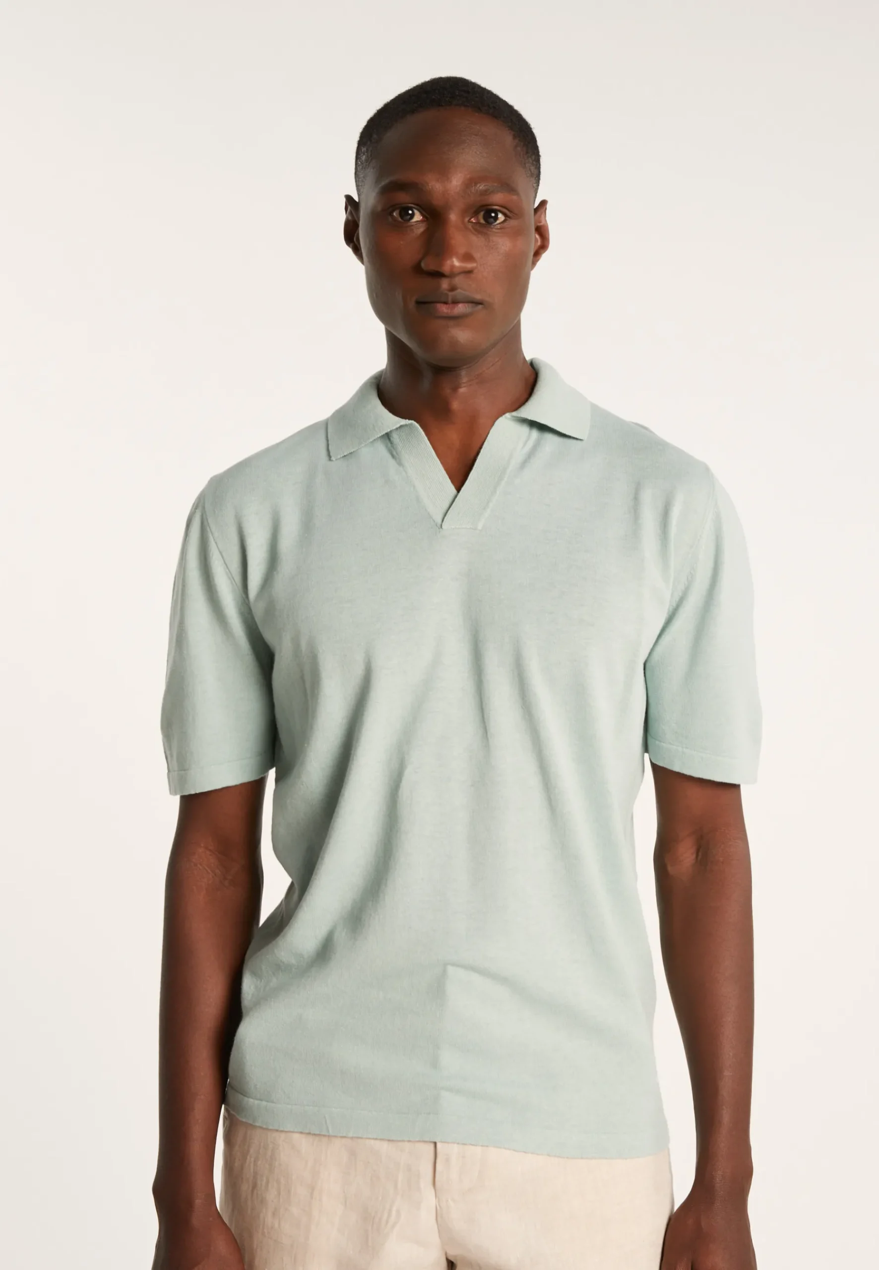 Montagut Polos Et T-Shirts-Polo coton lin - Iouri 23-Vert clair
