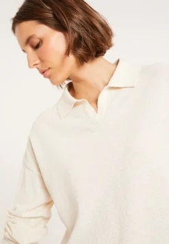 Montagut Pulls-Polo en coton brossé - Melvina 82-Ecru