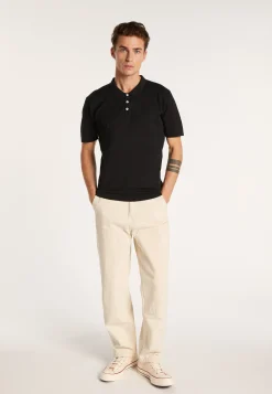 Montagut Polos Et T-Shirts-Polo en coton et soie - Lenny 01-Noir