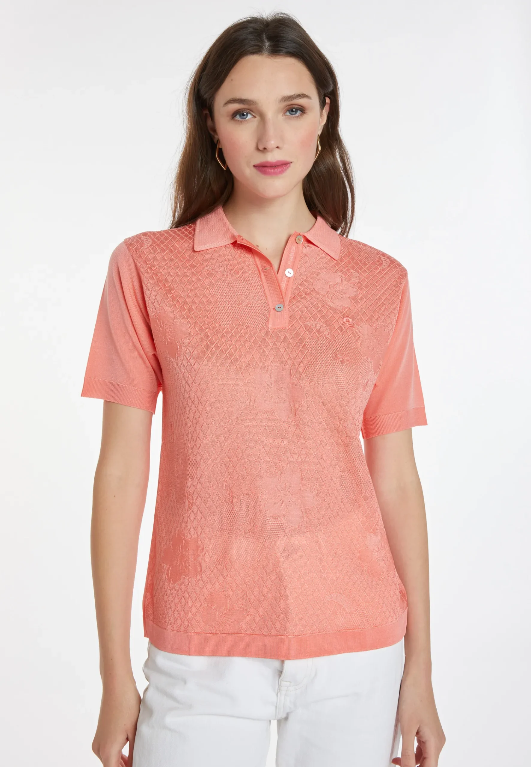 Montagut Chemisiers Et Polos-Polo en Fil Lumière à motifs - Karin 25-Rose moyen