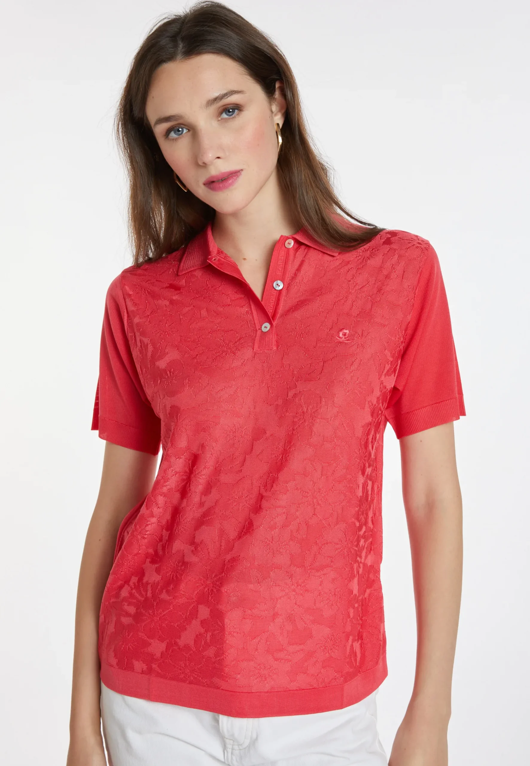 Montagut Chemisiers Et Polos-Polo en Fil Lumière à motifs - Katharina 52-Rouge