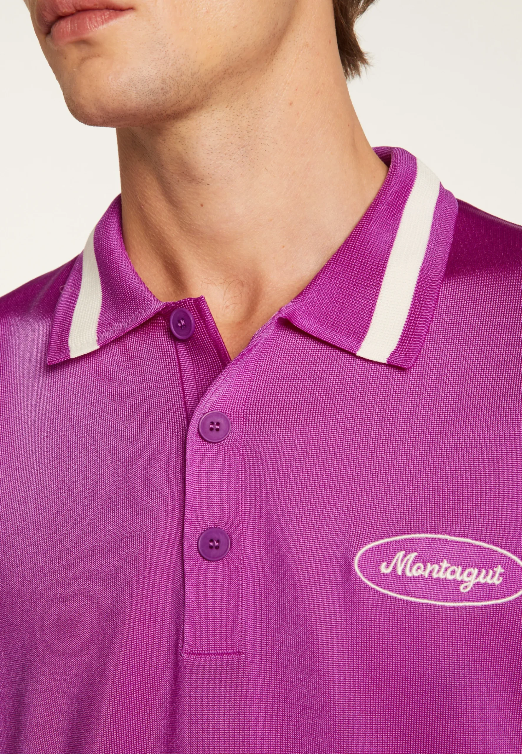 Montagut Le Fil Lumière®-Polo en fil lumière et rayures - Montmartre 16-Violet clair