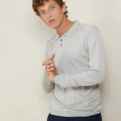 Montagut Polos Et T-Shirts-Polo en laine et soie - Bartev 11-Gris clair