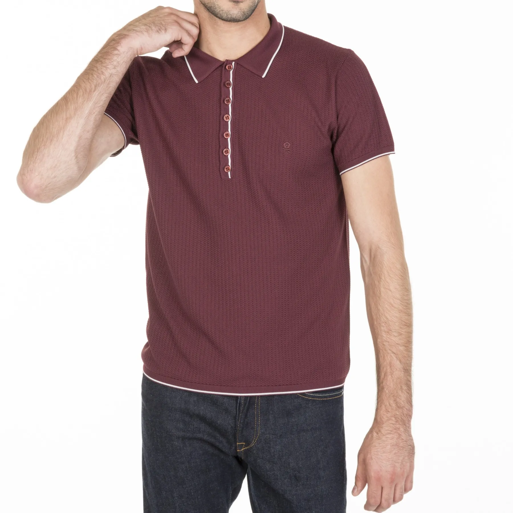 Montagut Le Fil Lumière®-Polo fantaisie Fil Lumière - Baldwin 51-Bordeaux