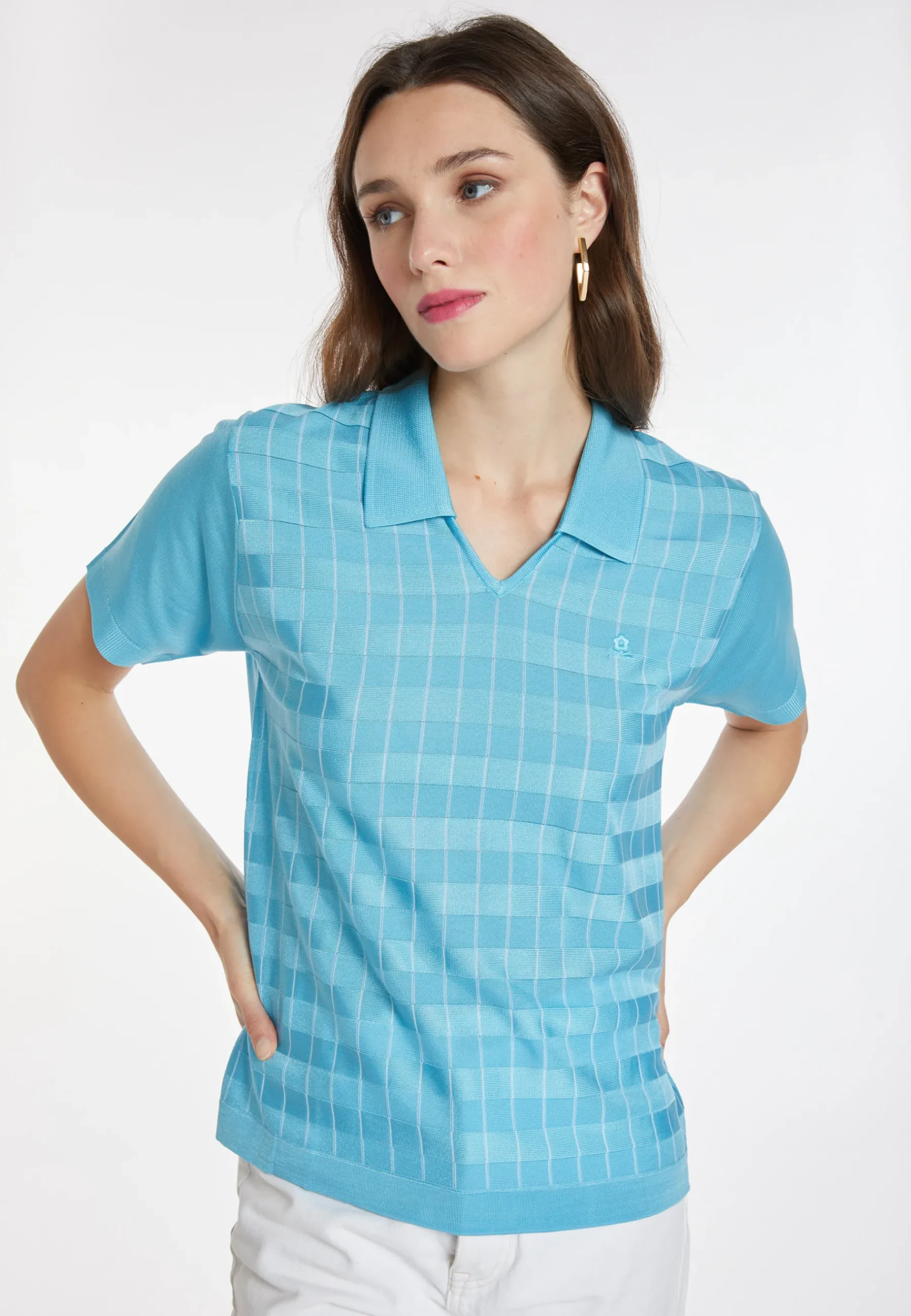 Montagut Chemisiers Et Polos-Polo Fil Lumière à motifs - Kelsey 04-Bleu clair