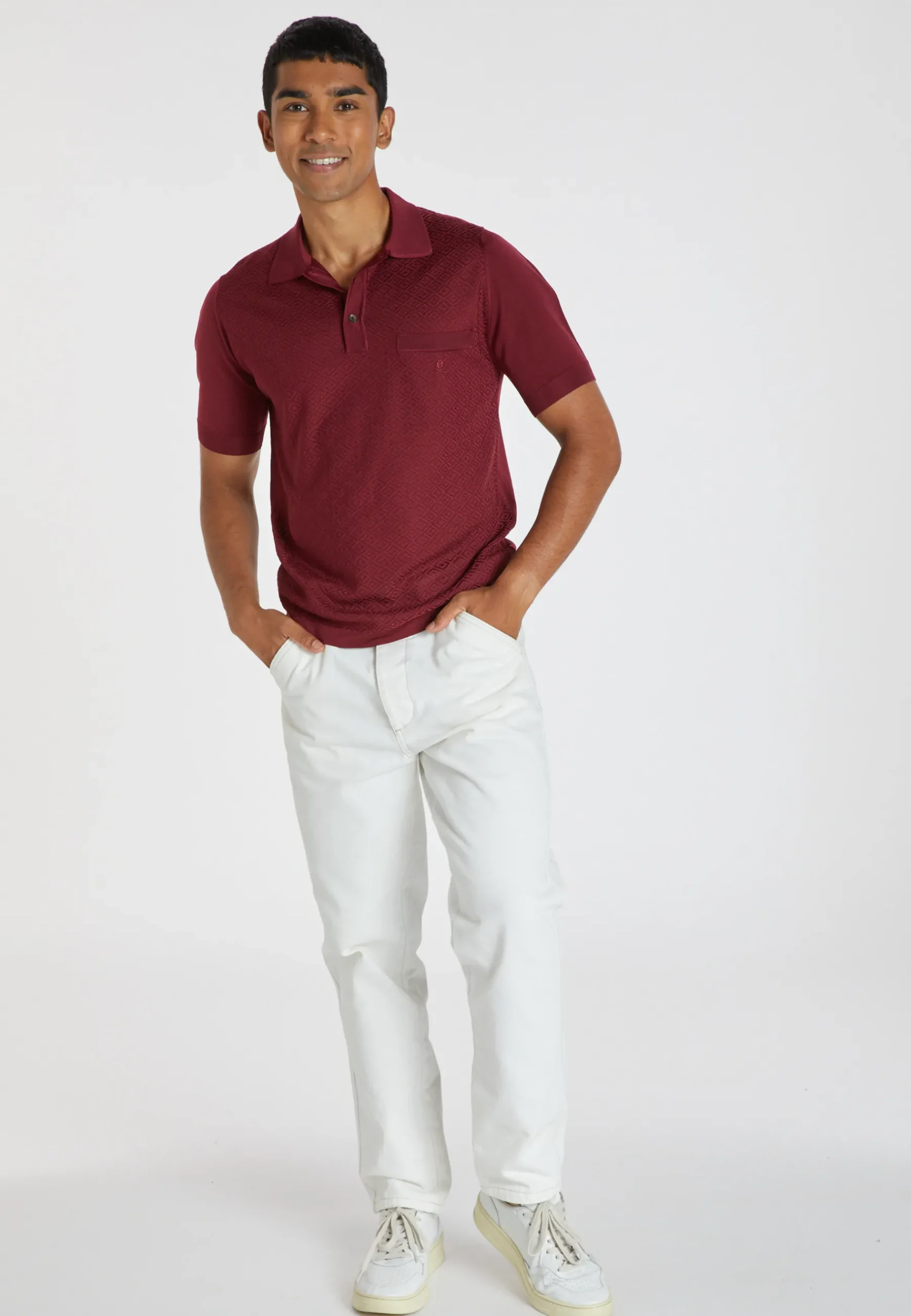 Montagut Le Fil Lumière®-Polo Fil Lumière à motifs - Albini 51-Bordeaux