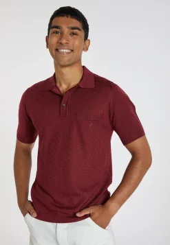 Montagut Le Fil Lumière®-Polo Fil Lumière à motifs - Albini 51-Bordeaux