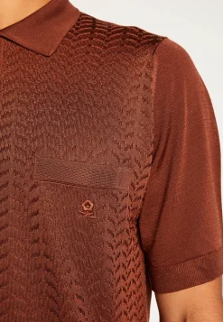 Montagut Le Fil Lumière®-Polo Fil Lumière à motifs - Alec 46-Marron clair