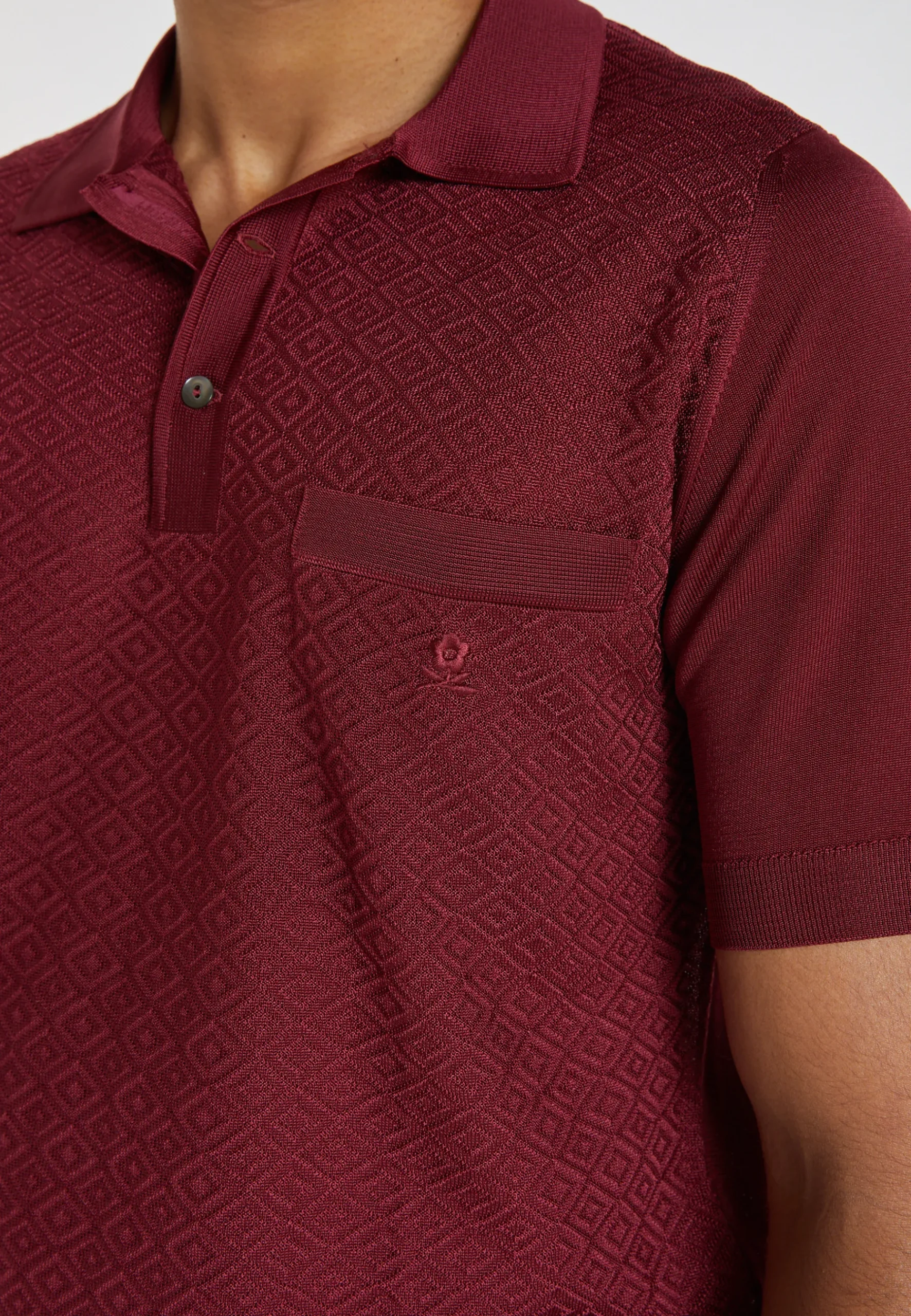 Montagut Le Fil Lumière®-Polo Fil Lumière à motifs - Albini 51-Bordeaux
