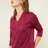 Montagut Chemisiers Et Polos-Polo Fil Lumière manches coudes à motifs - Emy 26-Rose foncé