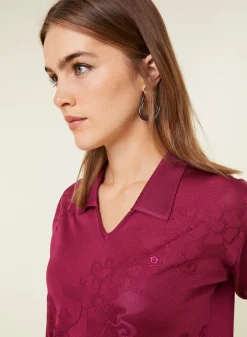 Montagut Chemisiers Et Polos-Polo Fil Lumière manches coudes à motifs - Emy 26-Rose foncé
