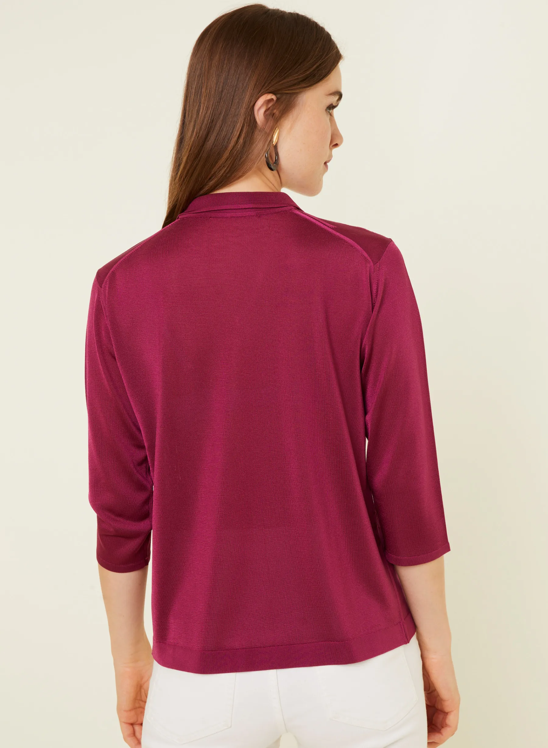 Montagut Chemisiers Et Polos-Polo Fil Lumière manches coudes à motifs - Emy 26-Rose foncé