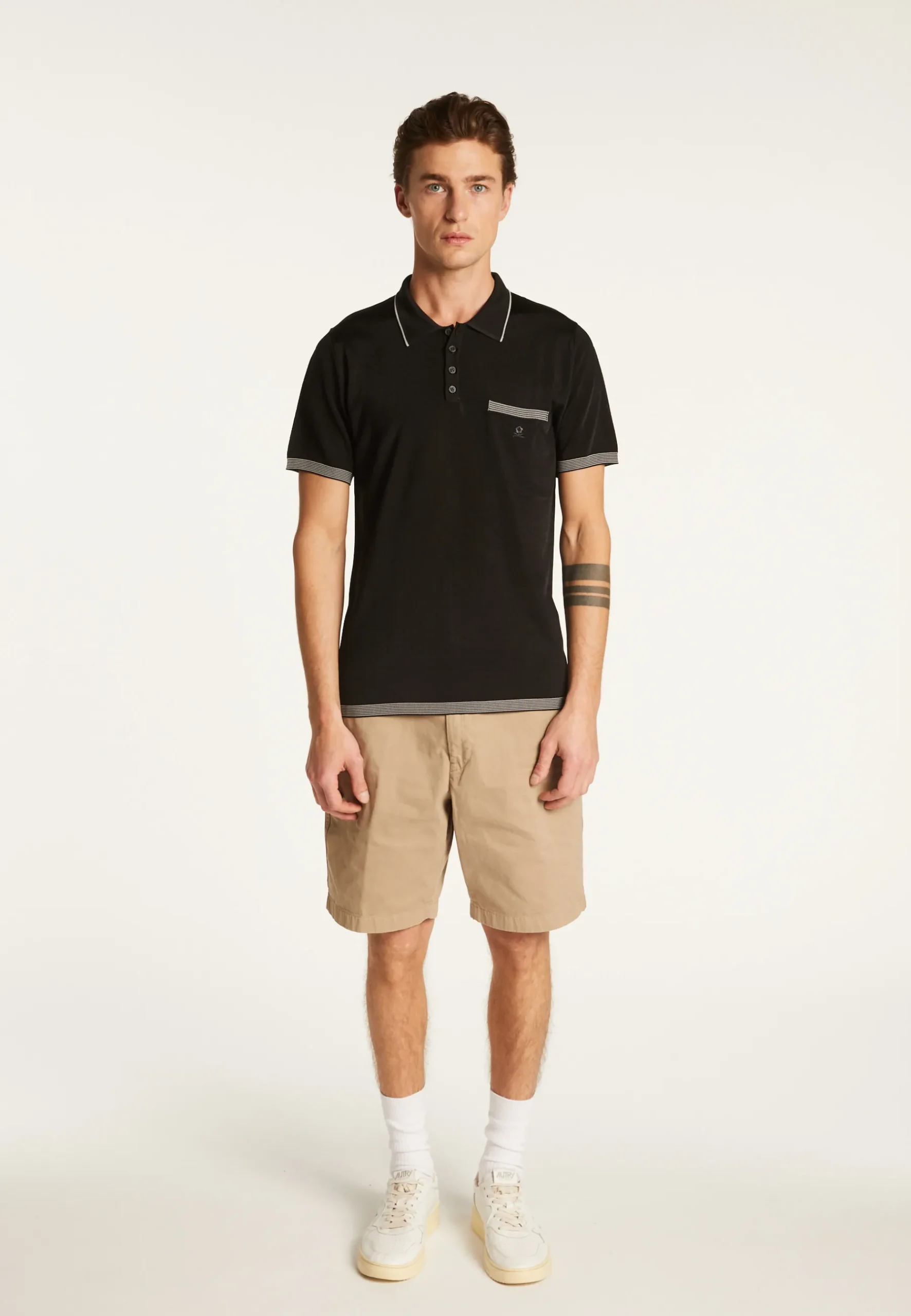 Montagut Polos Et T-Shirts-Polo fines rayures Fil Lumière - Basso 01-Noir