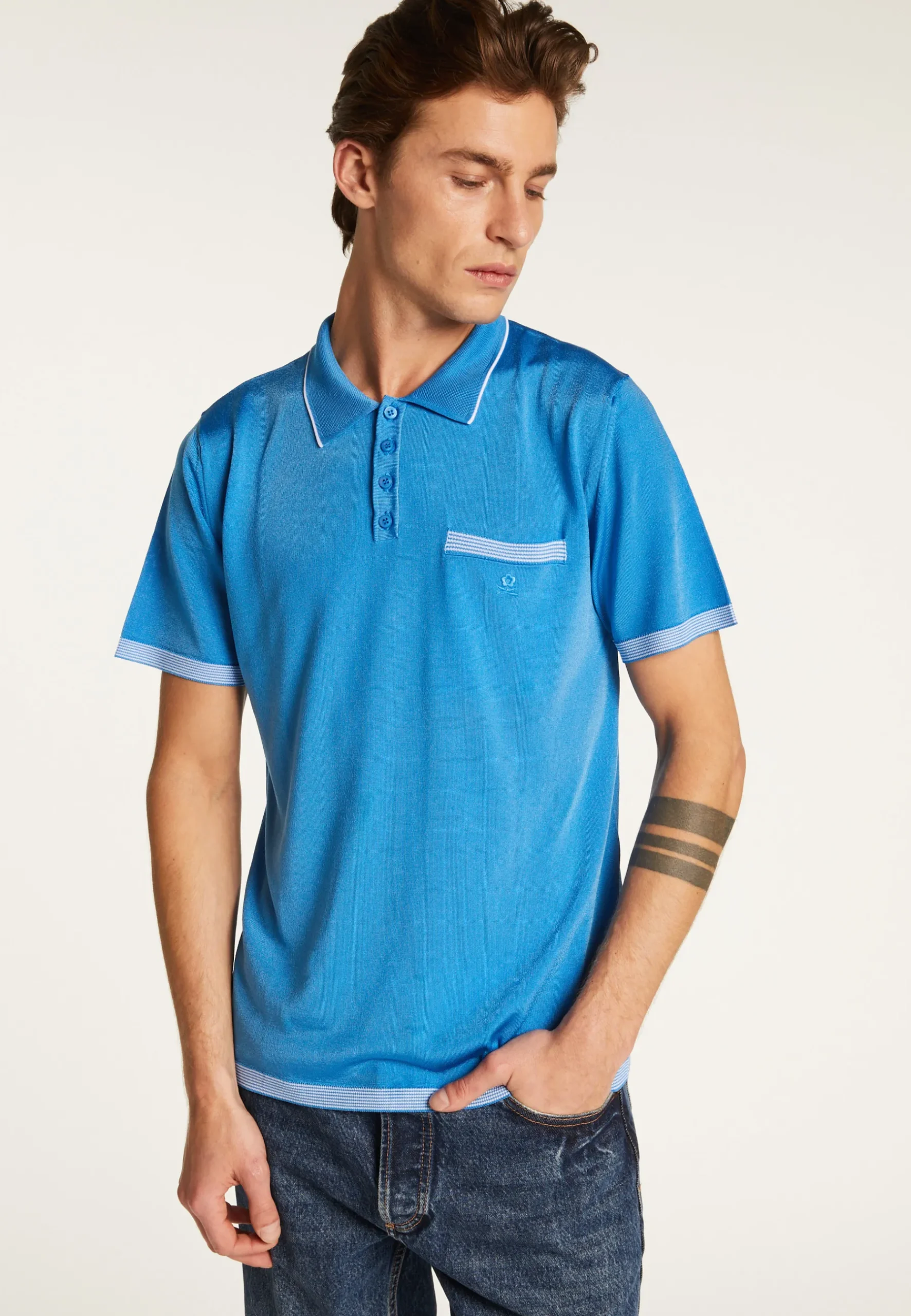 Montagut Polos Et T-Shirts-Polo fines rayures Fil Lumière - Basso 48-Bleu roi