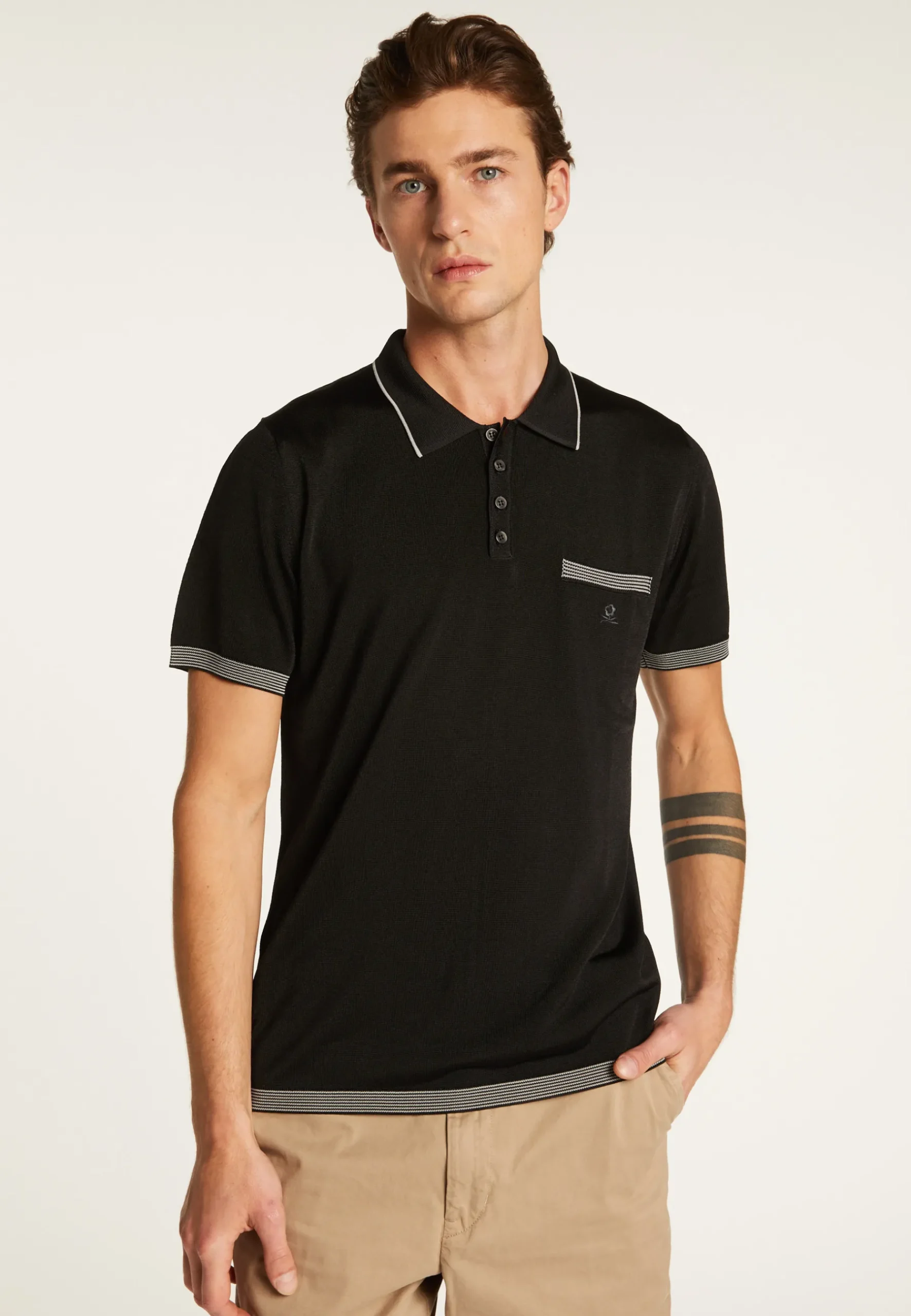 Montagut Polos Et T-Shirts-Polo fines rayures Fil Lumière - Basso 01-Noir