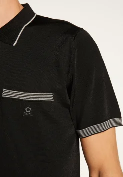 Montagut Polos Et T-Shirts-Polo fines rayures Fil Lumière - Basso 01-Noir