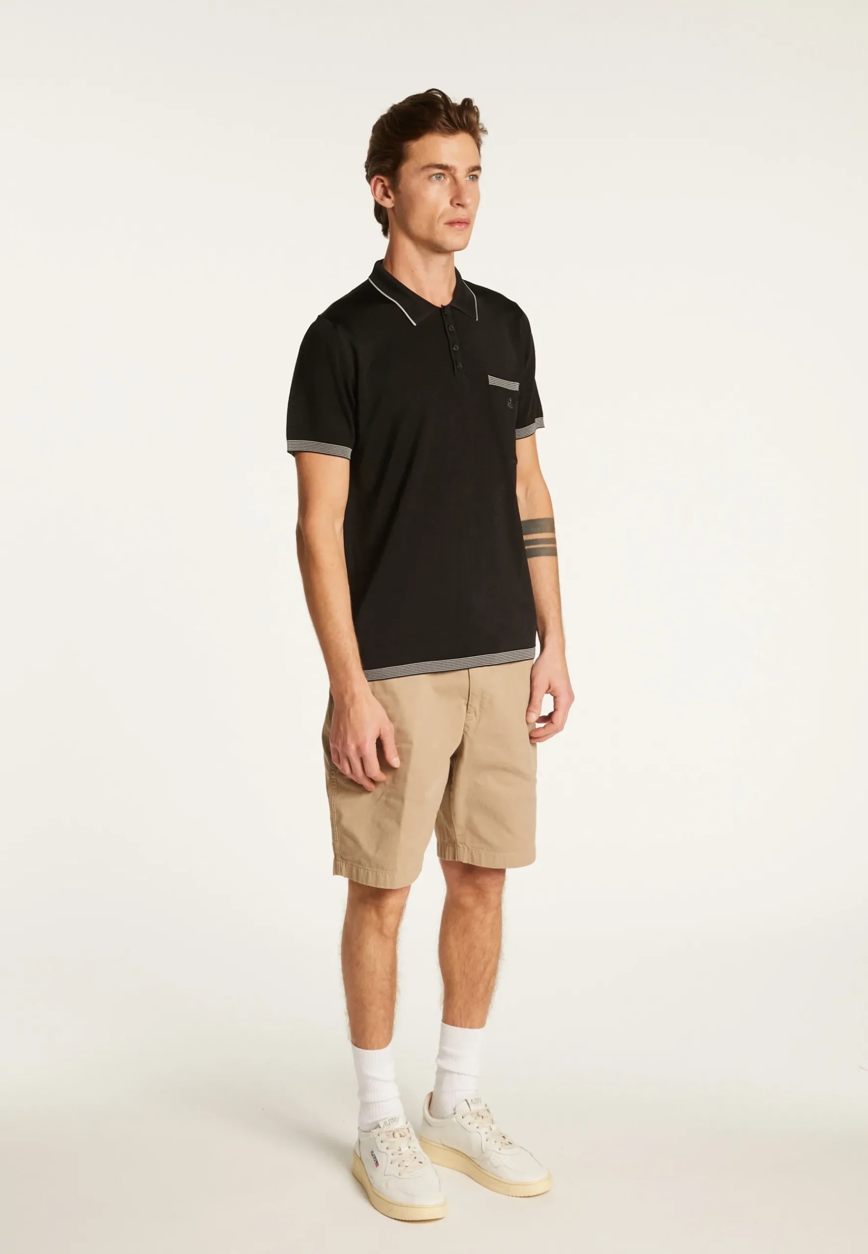 Montagut Polos Et T-Shirts-Polo fines rayures Fil Lumière - Basso 01-Noir
