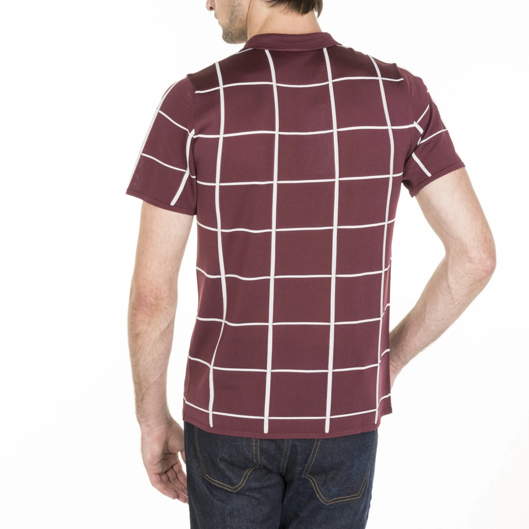 Montagut Polos Et T-Shirts-Polo homme carreaux Fil Lumière - Marin 51-Bordeaux