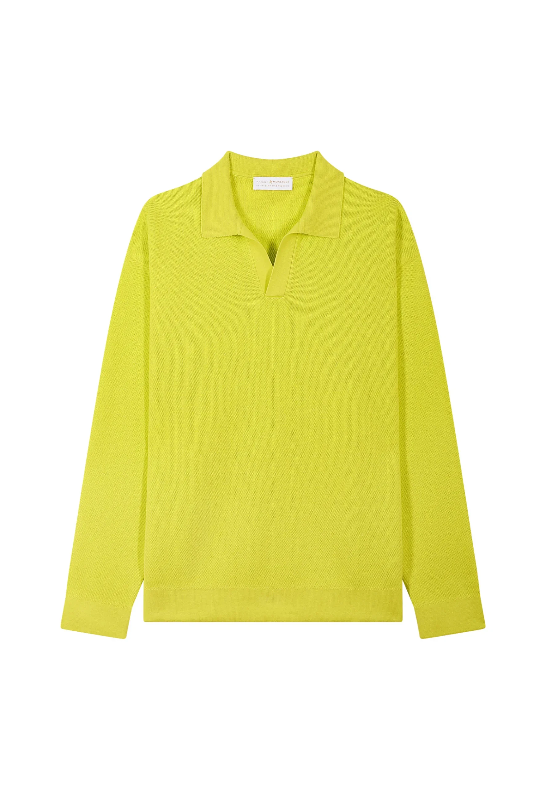Montagut Polos Et T-Shirts-Polo manches longues coton et lin flammé - Ido 90-Vert anis