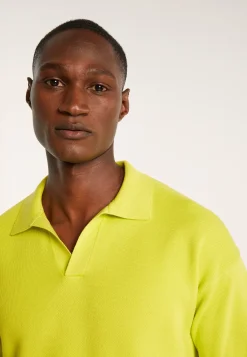 Montagut Polos Et T-Shirts-Polo manches longues coton et lin flammé - Ido 90-Vert anis