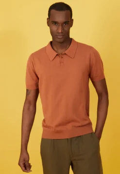 Montagut Polos Et T-Shirts-Polo uni en coton sec - Bank 46-Marron clair