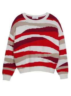 Montagut Pulls-Pull à bandes colorées en coton - Solal 52-Rouge