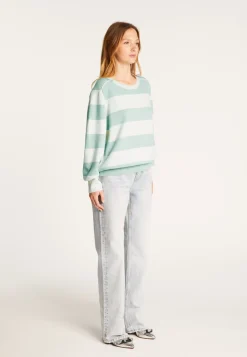 Montagut Pulls-Pull à rayures en cachemire - Rosie 94-Vert amande