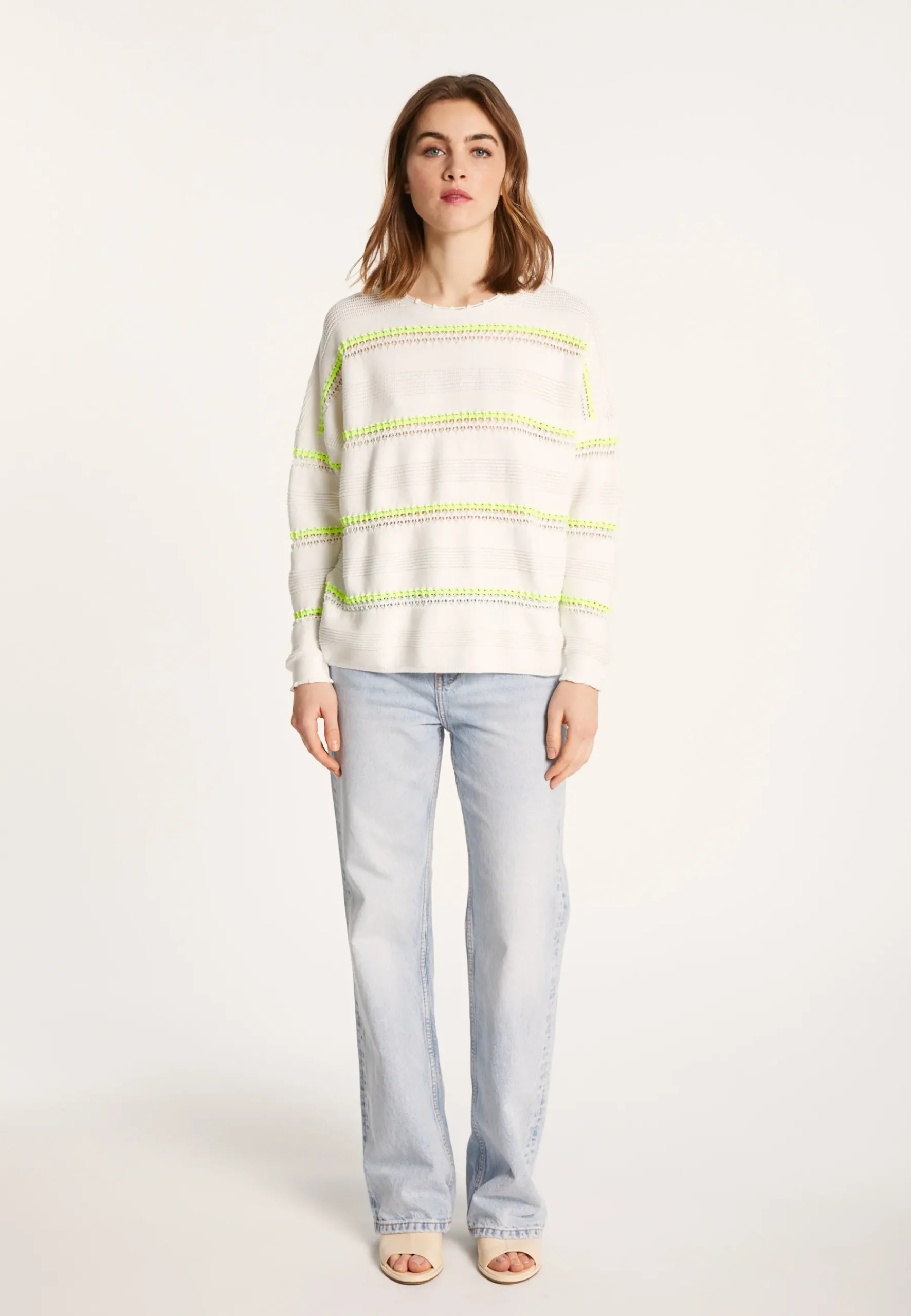 Montagut Pulls-Pull à rayures en coton - Luna 02-Blanc