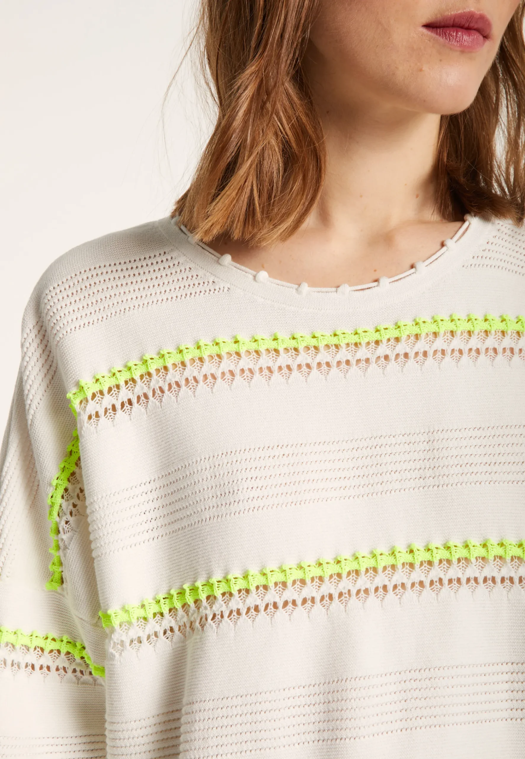 Montagut Pulls-Pull à rayures en coton - Luna 02-Blanc
