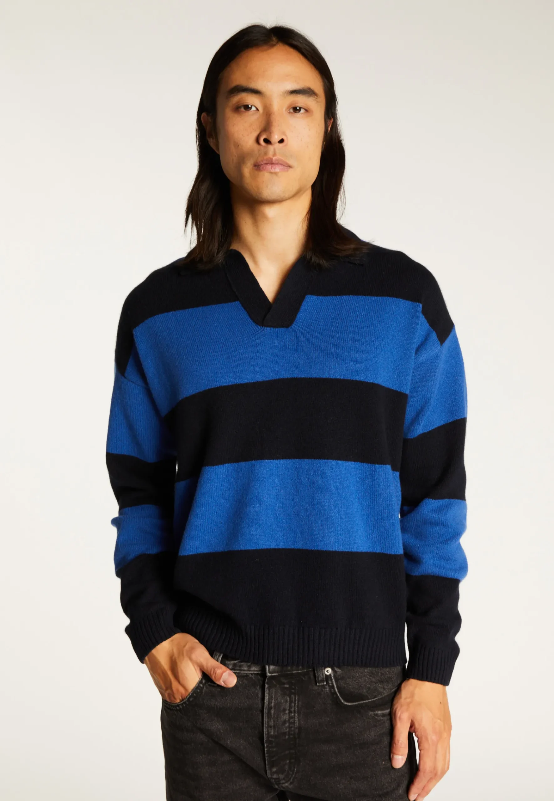 Montagut Pulls-Pull à rayures laine et cachemire - Sean 05-Bleu marine