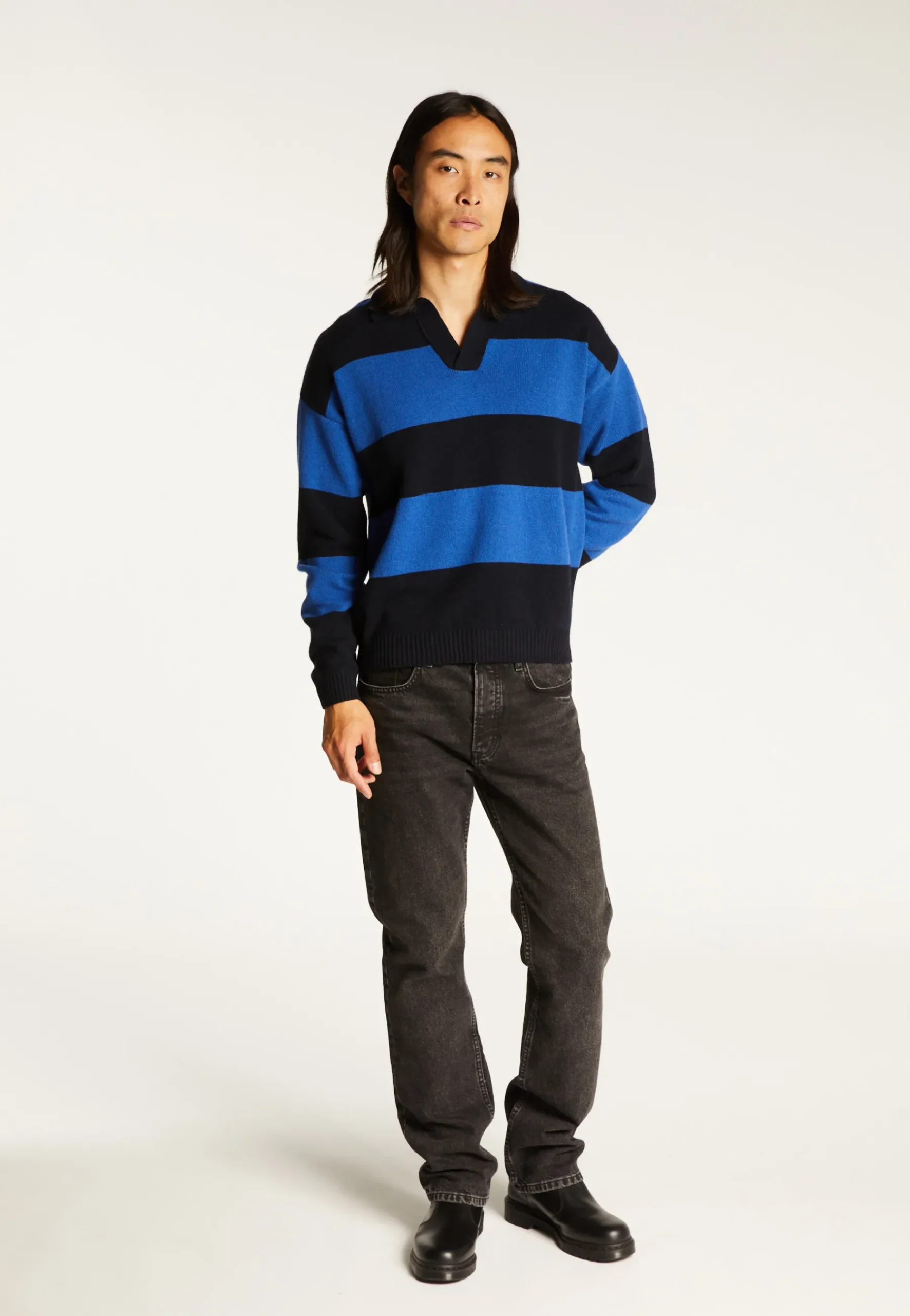 Montagut Pulls-Pull à rayures laine et cachemire - Sean 05-Bleu marine