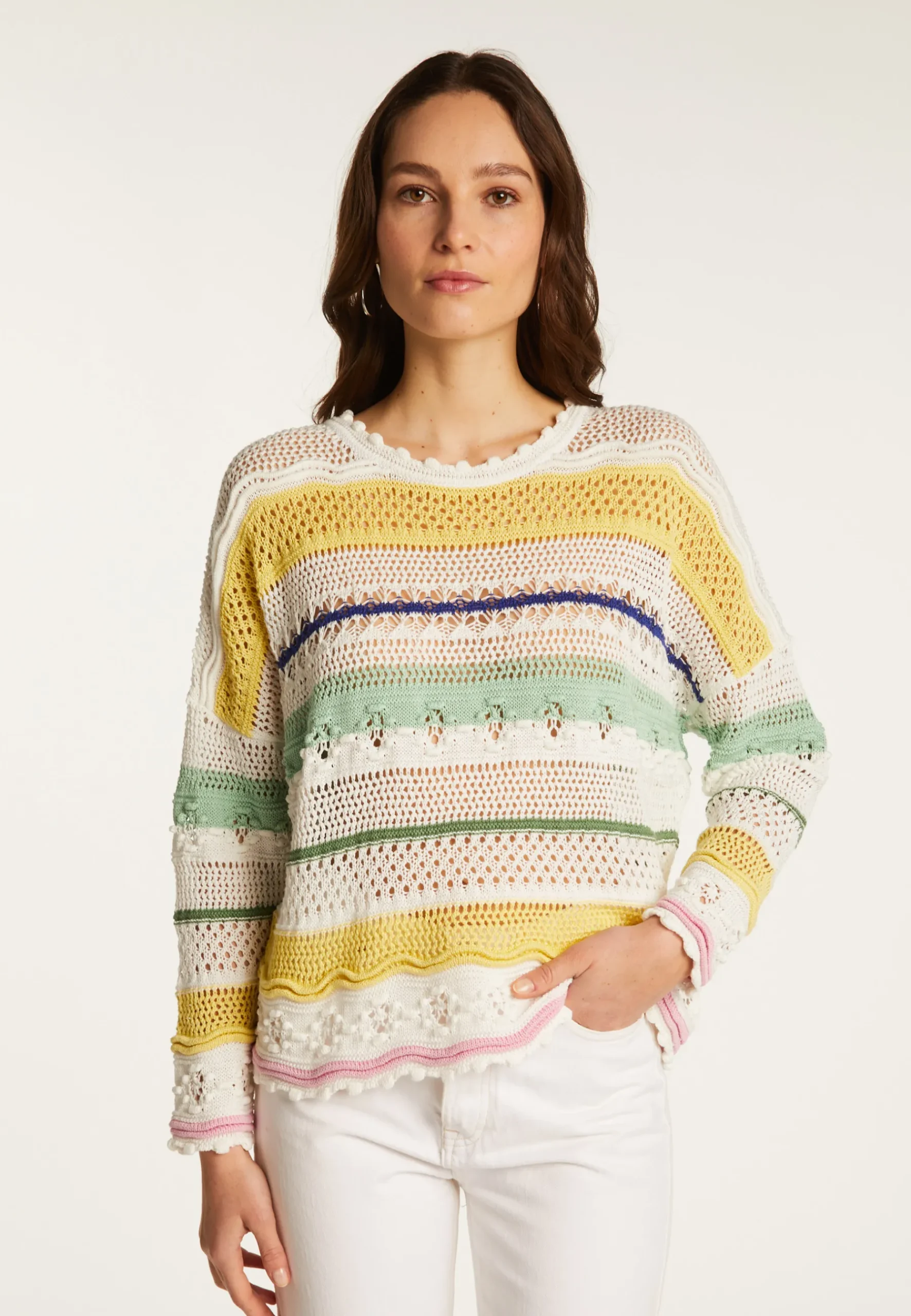 Montagut Pulls-Pull ajouré en coton - Danika 77-Bleu ciel