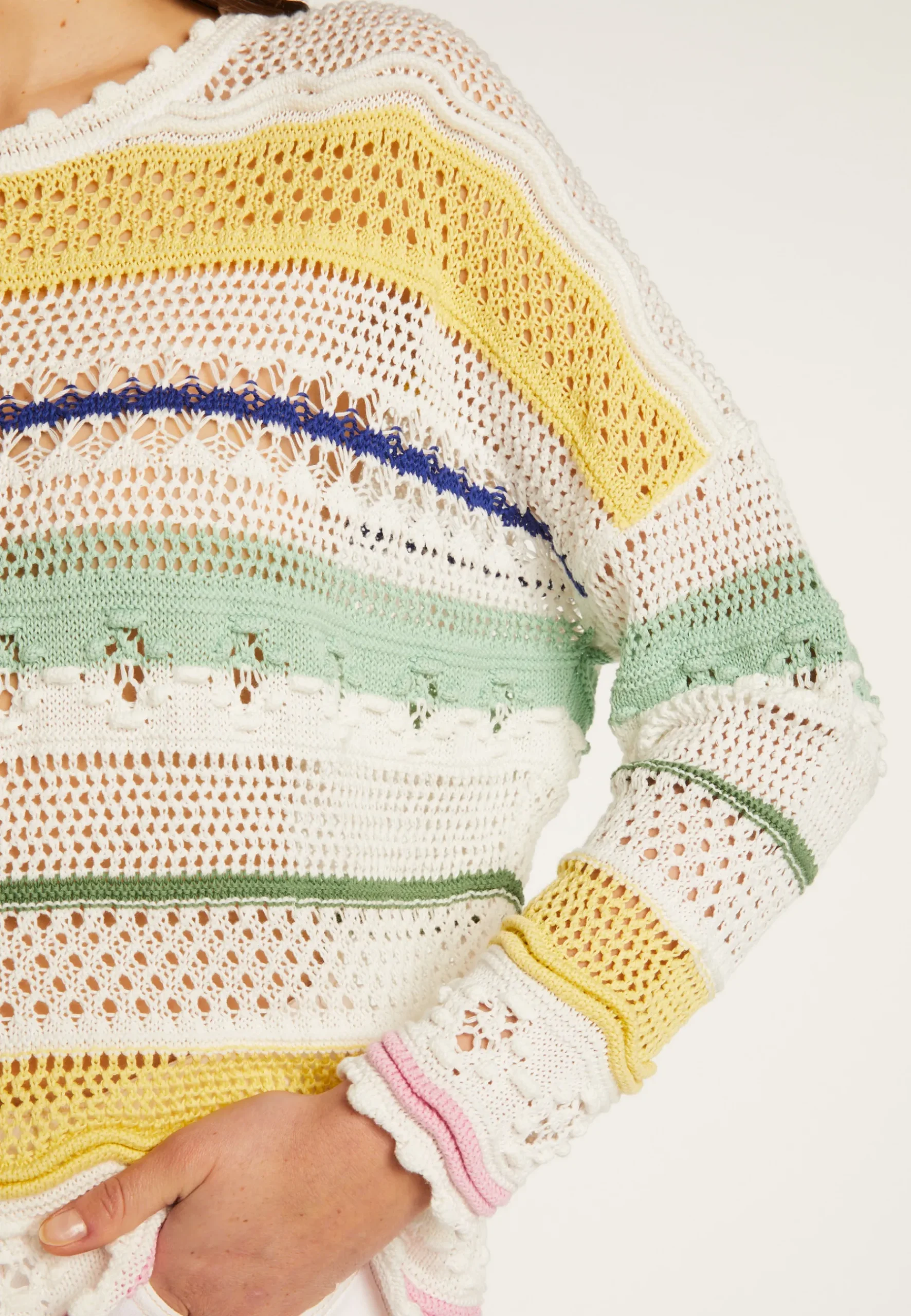 Montagut Pulls-Pull ajouré en coton - Danika 77-Bleu ciel