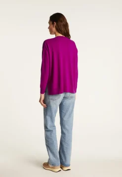 Montagut Les Incontournables-Pull ample à fentes col V en cachemire - Alienor 17-Violet