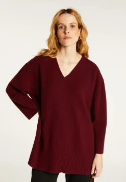 Montagut Les Incontournables-Pull ample à fentes en cachemire mélangé - Darius 51-Bordeaux