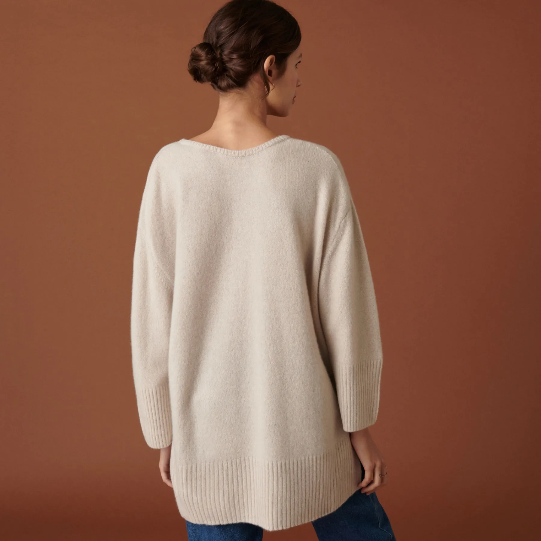 Montagut Les Incontournables-Pull ample à fentes en cachemire mélangé - Darius 09-Gris moyen