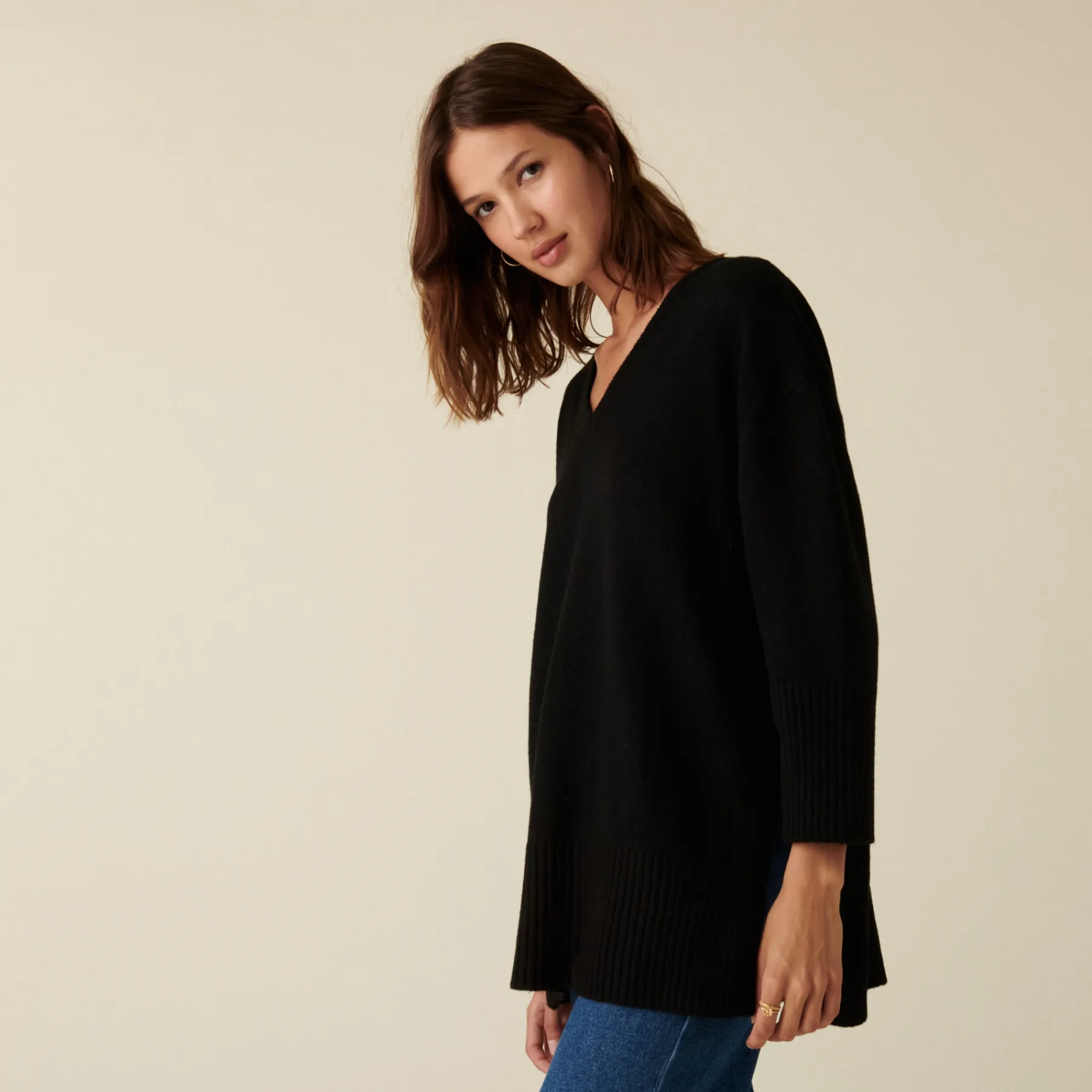Montagut Les Incontournables-Pull ample à fentes en cachemire mélangé - Darius 09-Gris moyen
