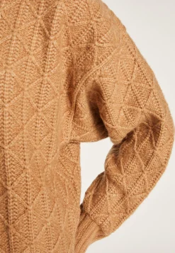 Montagut Pulls-Pull ample à jeux de points en laine cocon - Gassia 88-Camel