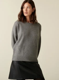 Montagut Les Incontournables-Pull ample à poches en cachemire mélangé - Davina 09-Gris moyen