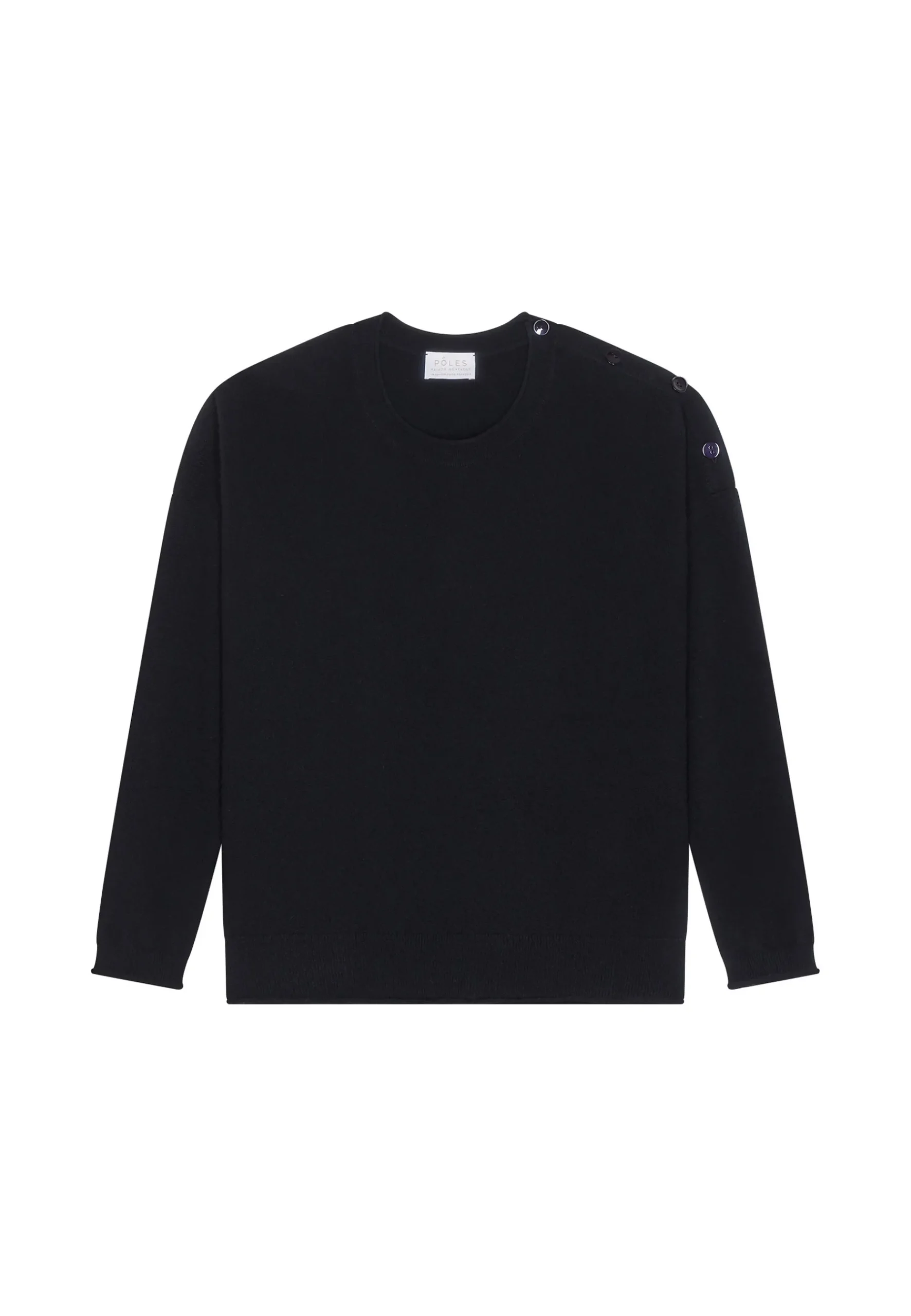 Montagut Les Incontournables-Pull ample boutonné à col rond en cachemire - Acene 01-Noir