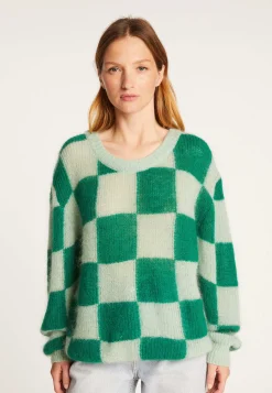 Montagut Pulls-Pull ample col rond en mohair - Rozana 22-Vert moyen
