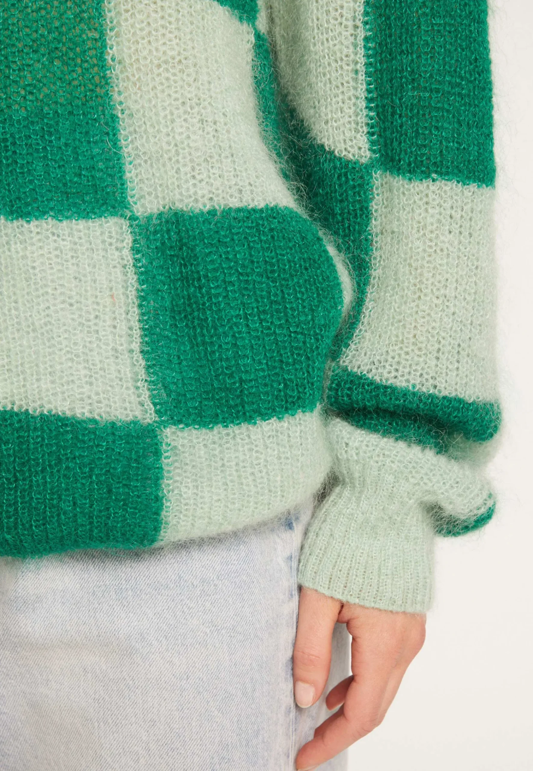 Montagut Pulls-Pull ample col rond en mohair - Rozana 22-Vert moyen