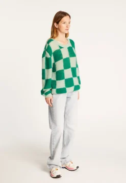 Montagut Pulls-Pull ample col rond en mohair - Rozana 22-Vert moyen