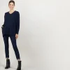 Montagut Les Incontournables-Pull ample col V en cachemire - Belinda 05-Bleu marine