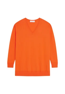 Montagut Pulls-Pull ample col V en coton - Meve 15-Orange