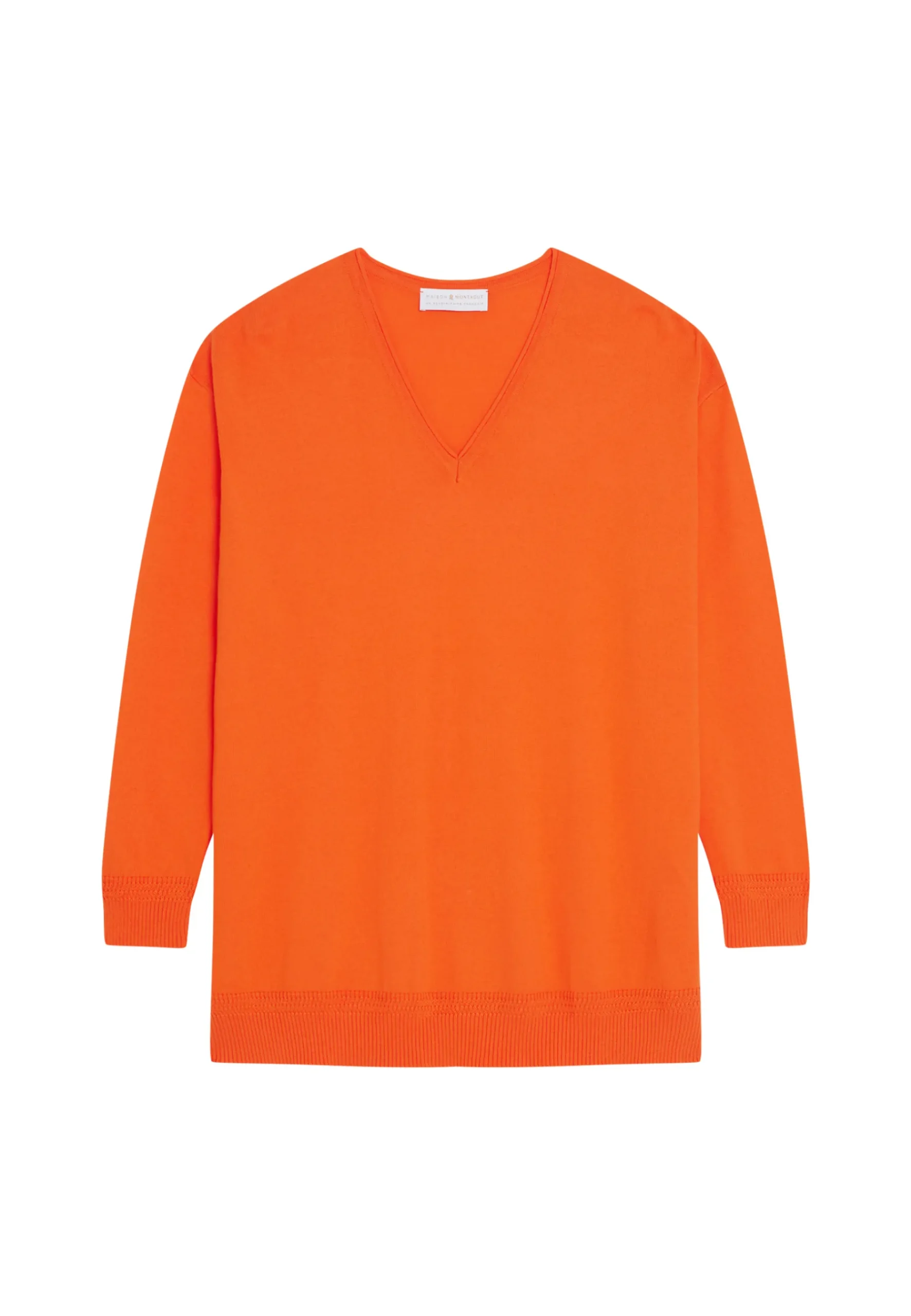Montagut Pulls-Pull ample col V en coton - Meve 15-Orange