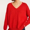 Montagut Pulls-Pull ample coton et lin - Nathalie 52-Rouge