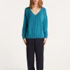 Montagut Pulls-Pull ample coton et lin - Nathalie 49-Turquoise