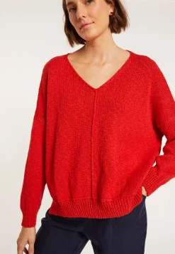 Montagut Pulls-Pull ample coton et lin - Nathalie 52-Rouge